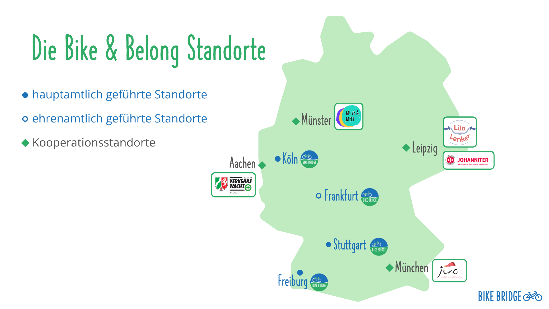 Karte der Bike & Belong Standorte